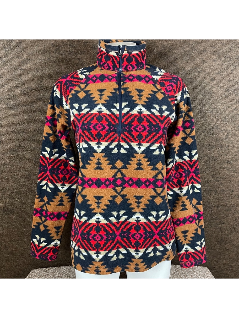 Eddie Bauer Pullover Womens Medium Aztec 1/4 Zip Soft Cozy Fleece Southwest F464